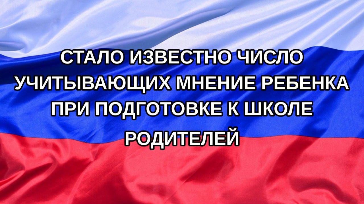 Н. РФ Стало известно число учитывающих мнение ребенка при подготовке к школе родителей