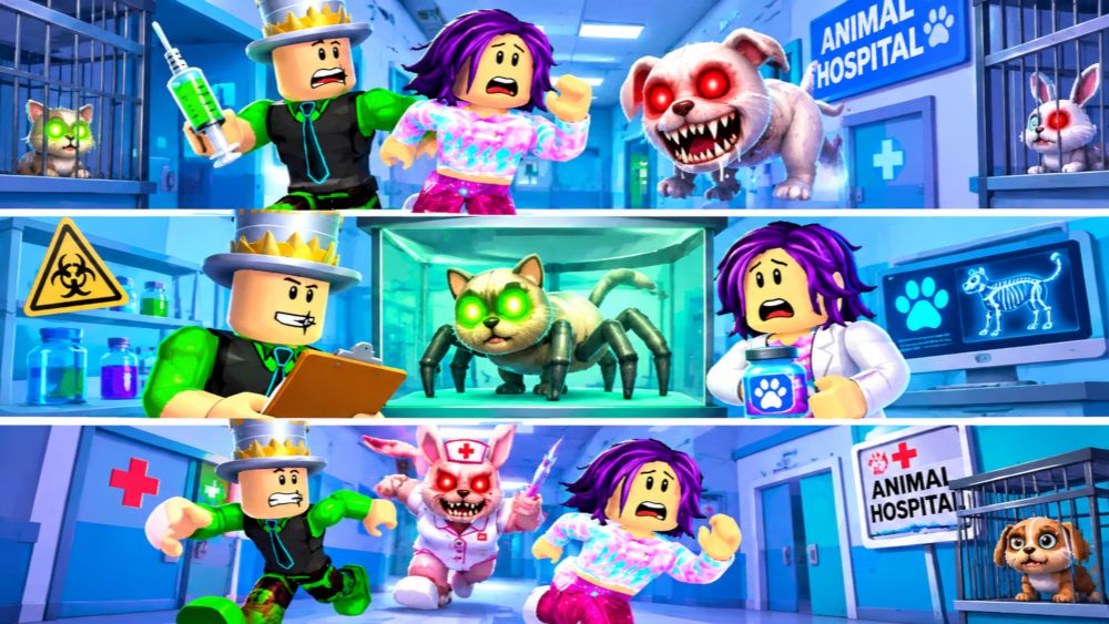РАБОТАЕМ В БОЛЬНИЦЕ С АНОМАЛИЯМИ для животных 45 минут с дочкой в ROBLOX! Сборник Animal Hospital ro