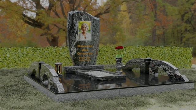 Гранитная стела с плавным изгибом верхней грани  П156