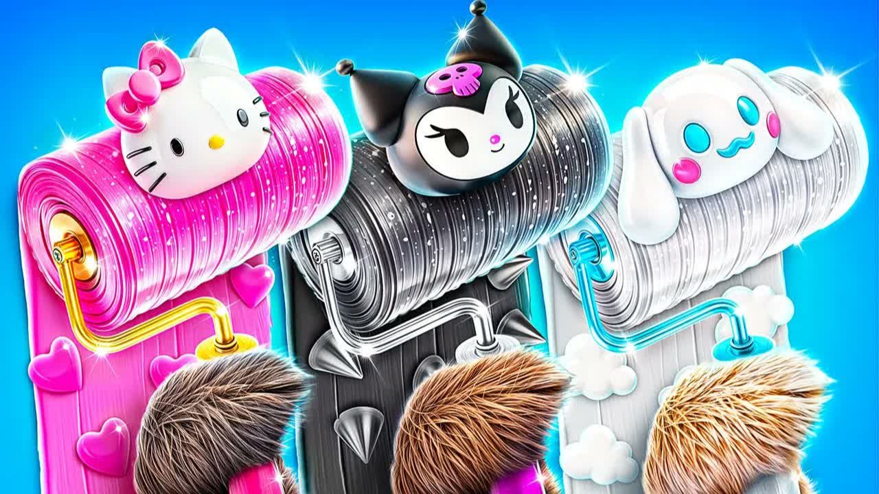 Мы построили секретные домики Hello Kitty vs Kuromi vs Cinnamoroll! Домики одного
