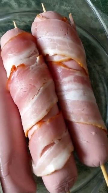 Сосиски . Бекон . Как приготовить . Рецепт . Вкусно . На шпажках . Дома .  Поддержать мой канал!
