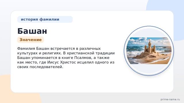 Фамилия Башан: происхождение значение и склонение