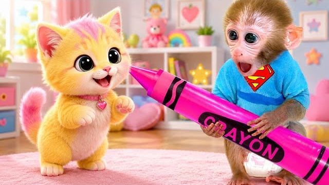 Милое приключение с рисованием обезьянки и утят!