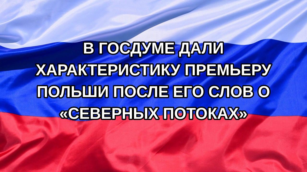 Н. РФ В Госдуме дали характеристику премьеру Польши после его слов о Северных потоках