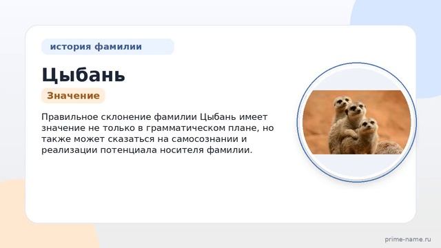Фамилия Цыбань: происхождение значение и склонение