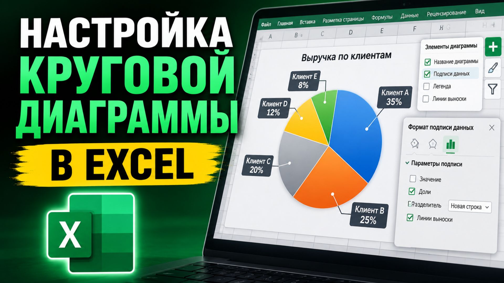 Настройка круговой диаграммы в Excel: подписи, проценты и стиль