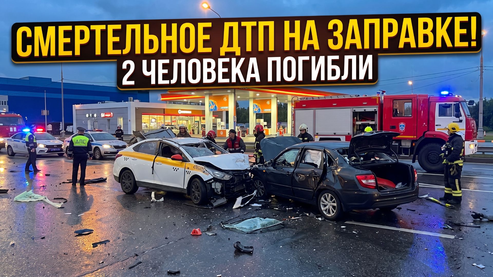 Жуткое ДТП на АЗС в Новой Москве: иномарка снесла такси погибли два человека