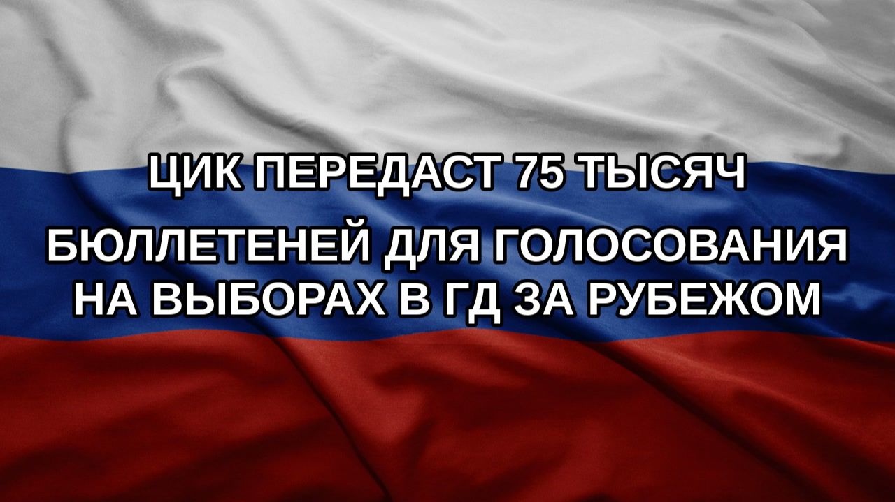 ЦИК передаст 75 тысяч бюллетеней для голосования на выборах в ГД за рубежом