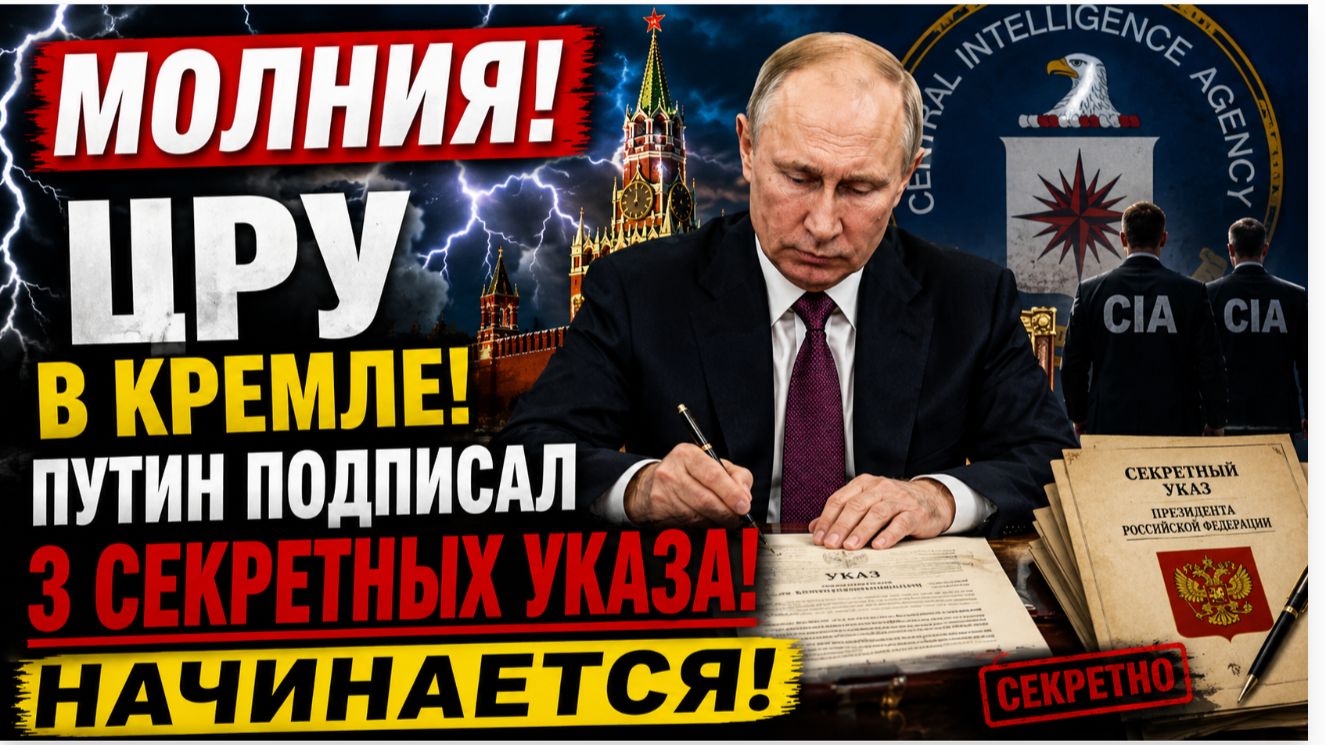 МОЛНИЯ! ЦРУ В КРЕМЛЕ-ПУТИН ПОДПИСАЛ 3 СЕКРЕТНЫХ УКАЗА-НАЧИНАЕТСЯ