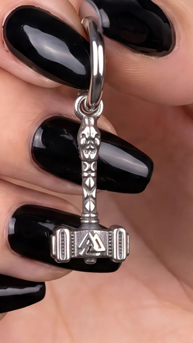 Серьги-конго с подвесками Молот викинга от StarfallShop