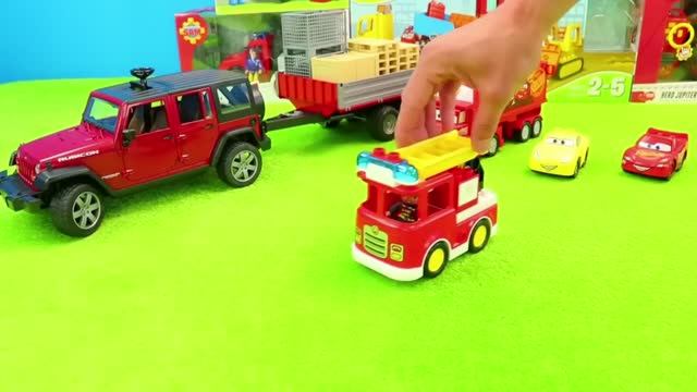 Пожарная машинка Вертолет Трактор Видео с игрушками детям