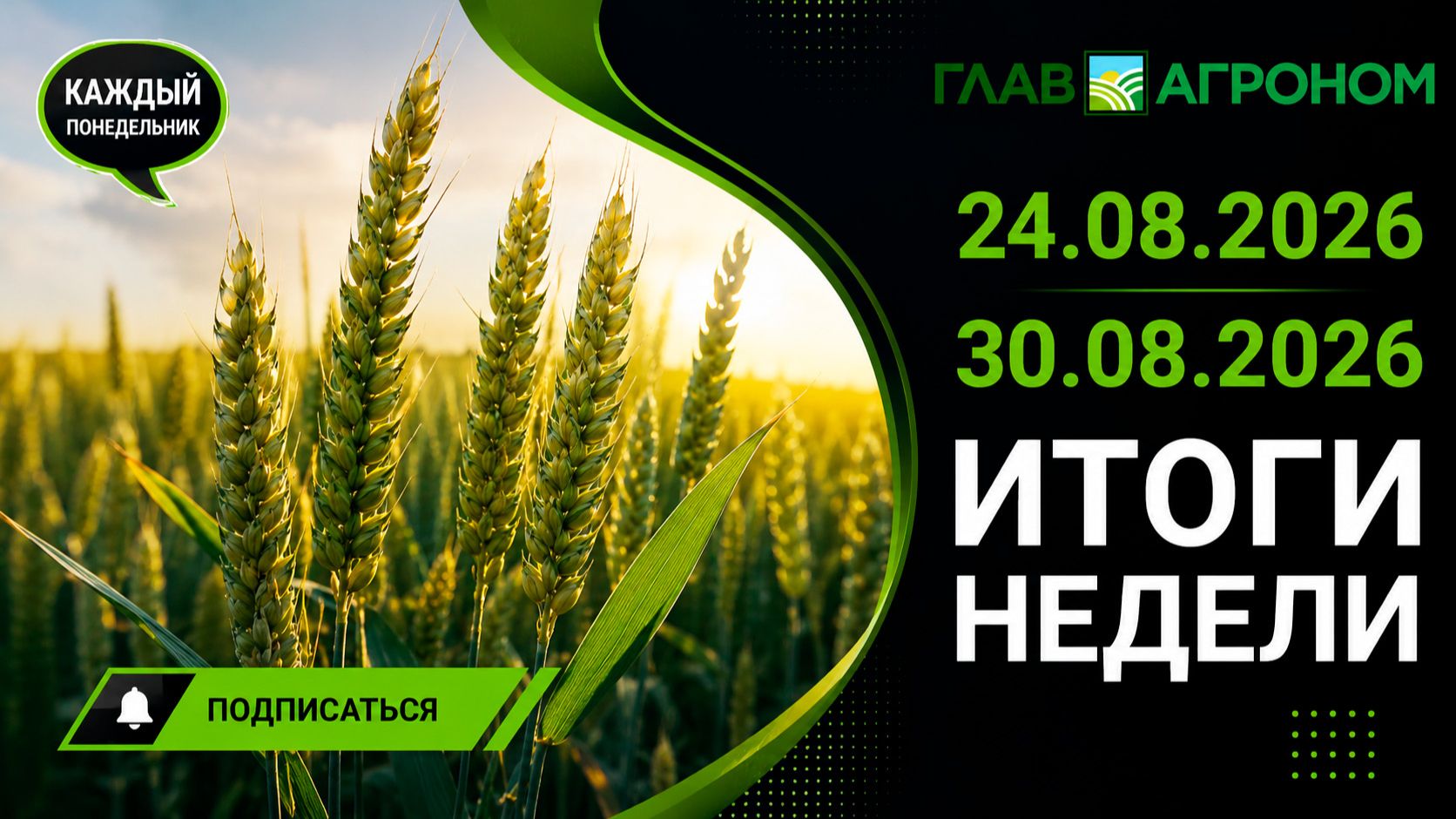 Итоги недели с ГлавАгроном 24.08.2026 – 30.08.2026