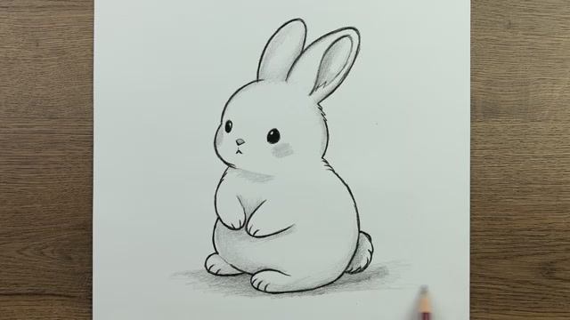Как нарисовать кролика — лёгкий рисунок кролика карандашом — для начинающих 🐰✏️
