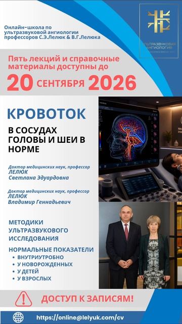 🔥Доступны для просмотра все записи занятий летнего цикла по ультразвуковой ангиологии онлайн-школы п