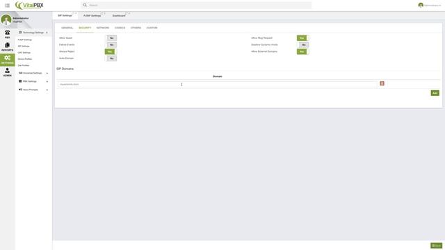 VitalPBX - Technology Settings