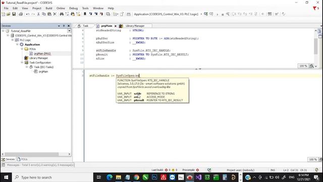 CODESYS Tutorial - Read File Using SysFile