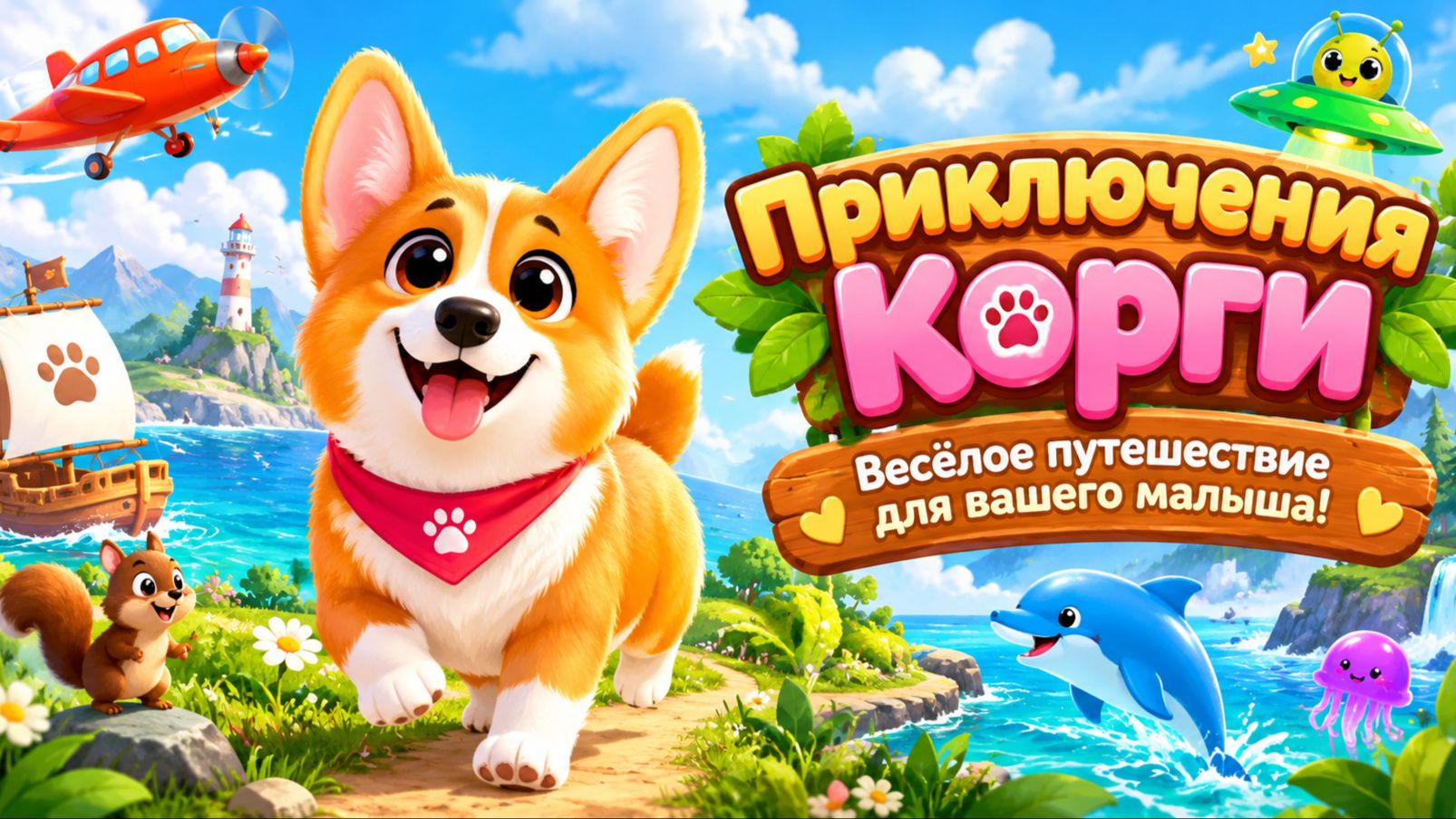 Приключения Корги  🐶🎉🌿 Весёлое путешествие для вашего малыша! 👶💛🎵