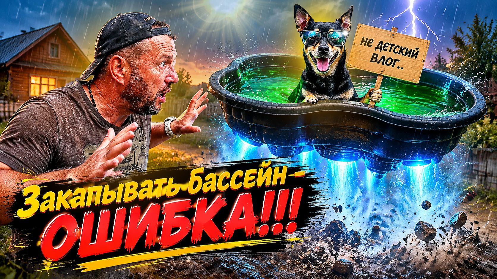 ✅ Слив и подсветка садового бассейна. Установка НА ЗЕМЛЮ!