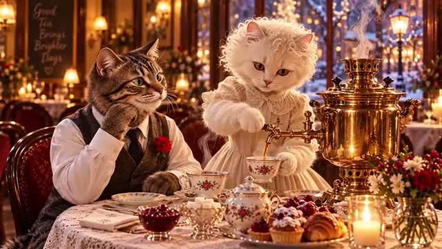 У самовара я и моя Маша  Котоистории  (автор 369 Cats ) 🐱☕✨