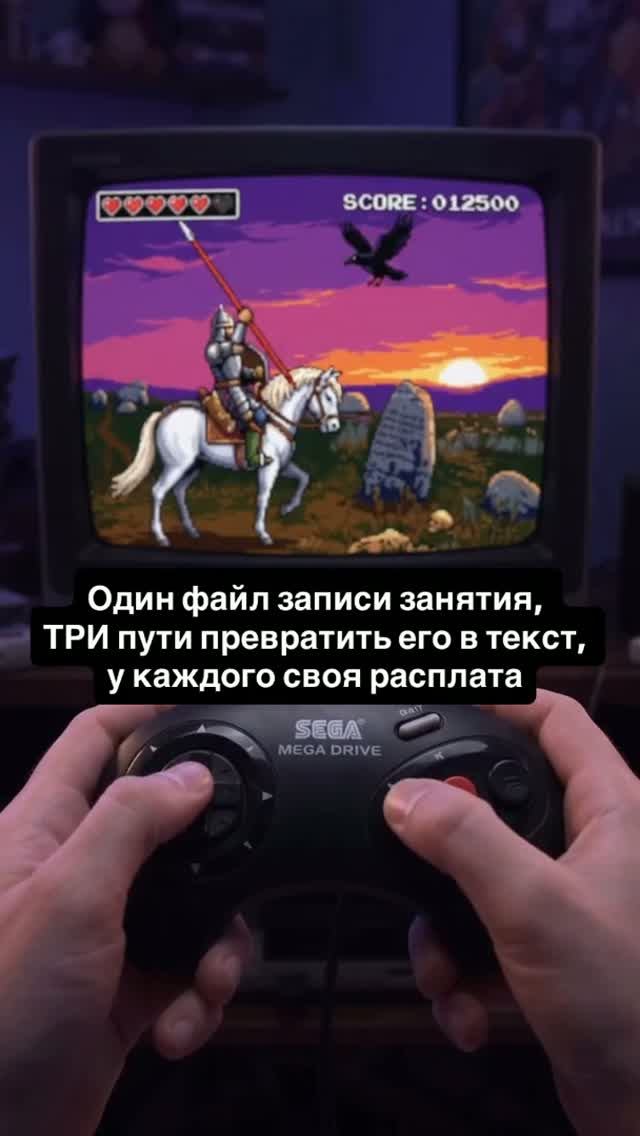 Один файл записи занятия, ТРИ пути превратить его в текст, у каждого своя расплата: