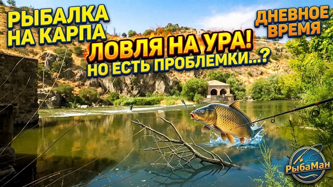 Рыбалка на Карпа в дневное время. Ловля рыбы идёт на ура, но есть проблемки