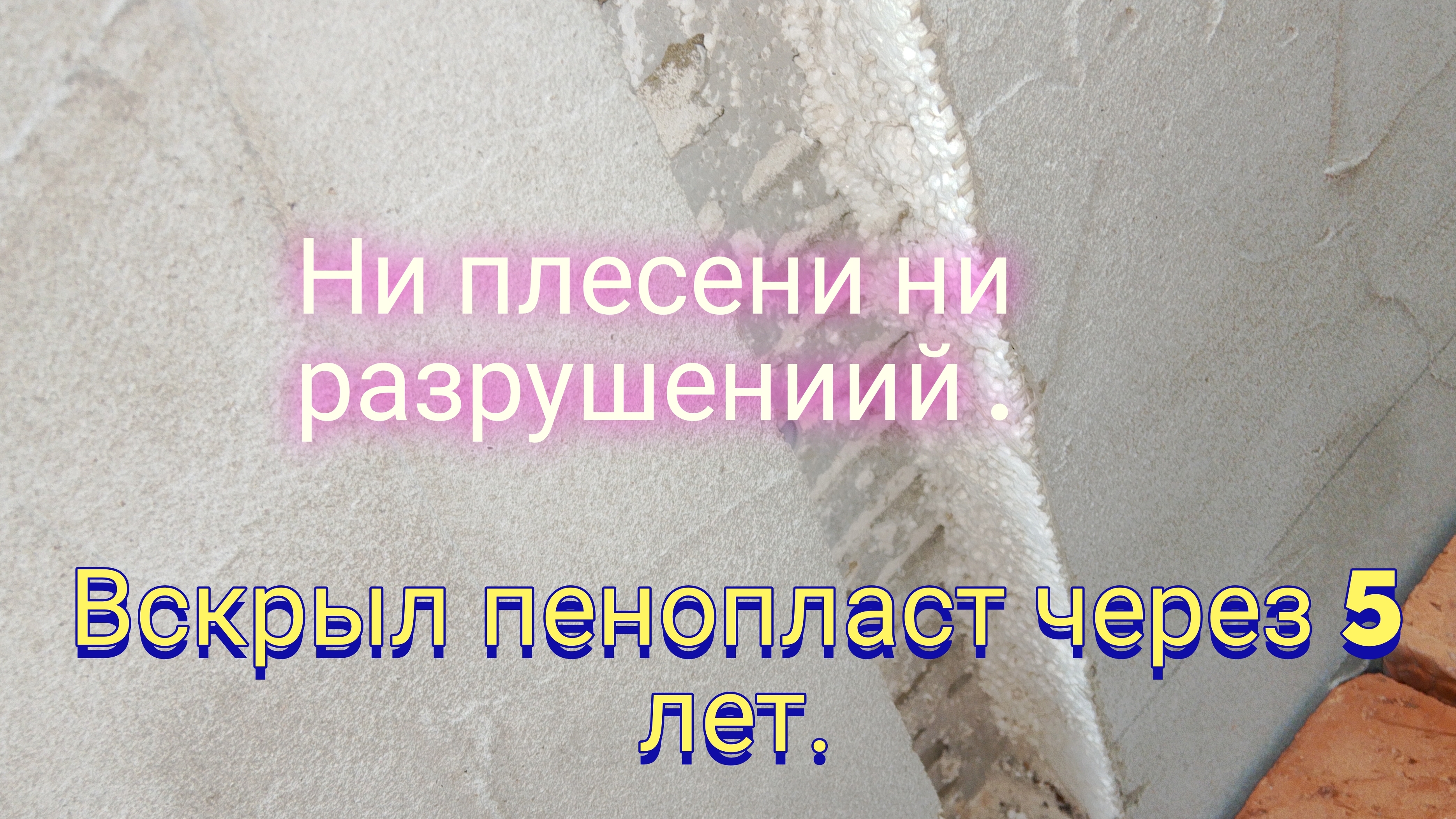Вскрыл пенопласт через 5 лет.Плесени и разрушений нет.