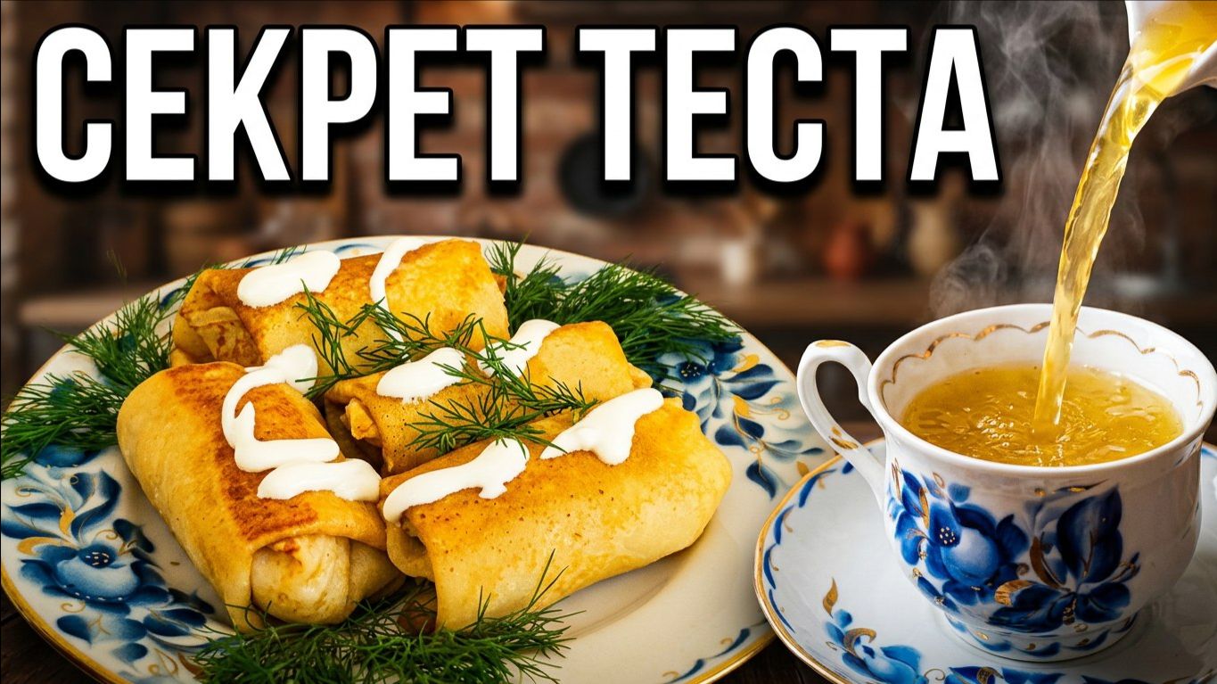 Тонкие блины с мясом, которые НЕ РВУТСЯ! 🥞 Секрет теста + правильный бульон