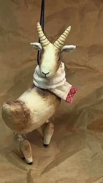Ватная ёлочной игрушка коза