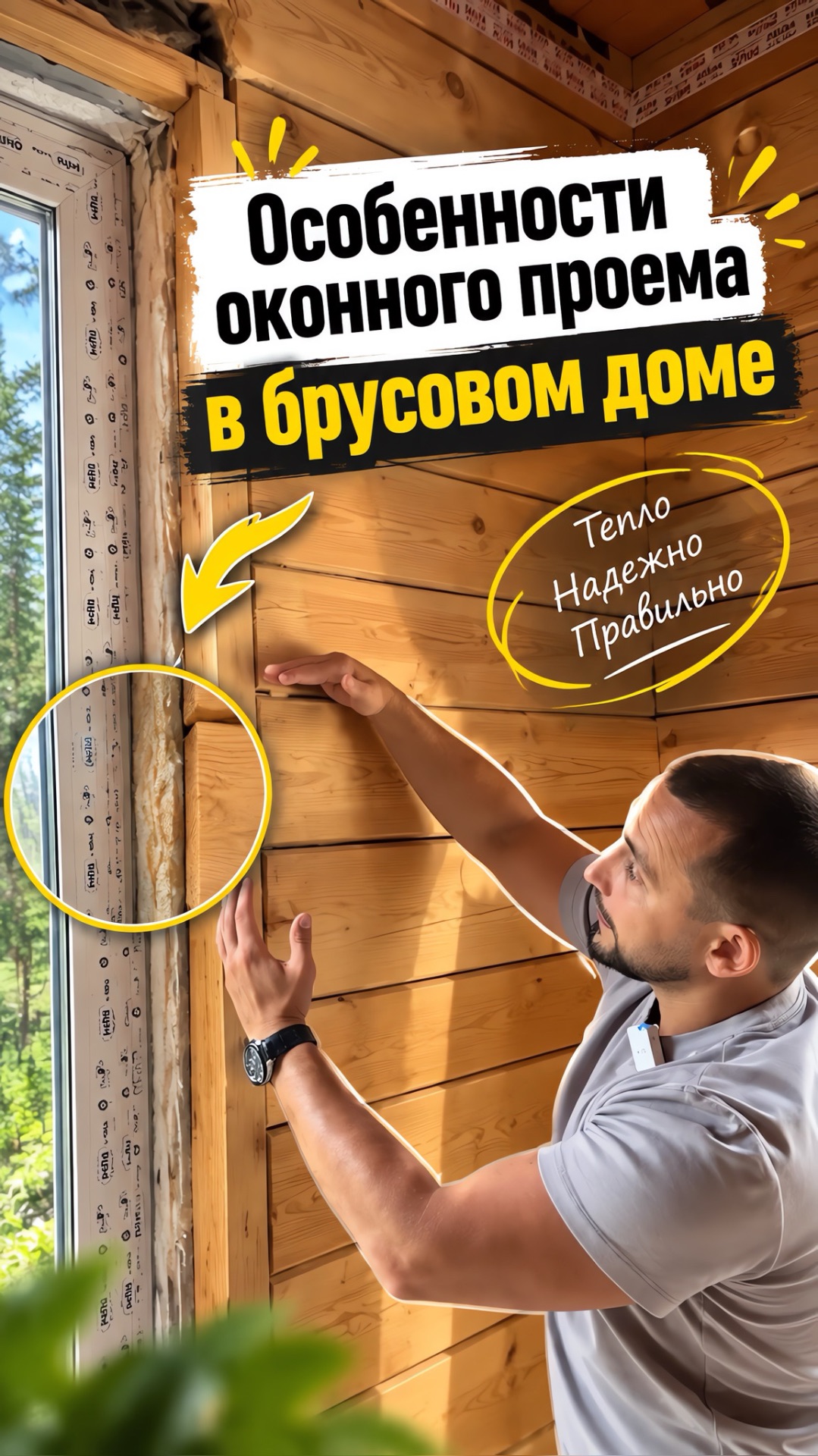 Особенности оконного проема в брусовом доме 🏠