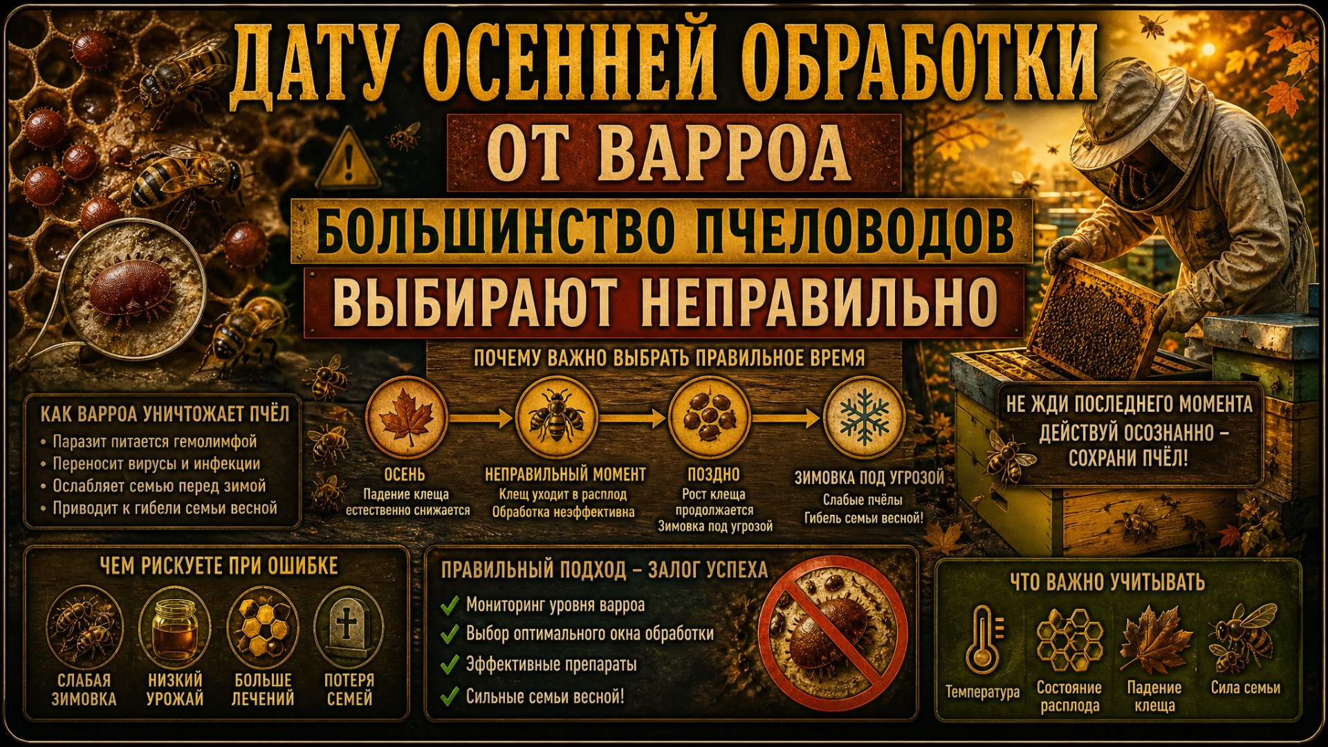 Дата обработки пчел от варроатоза, которую чаще всего называют неправильно