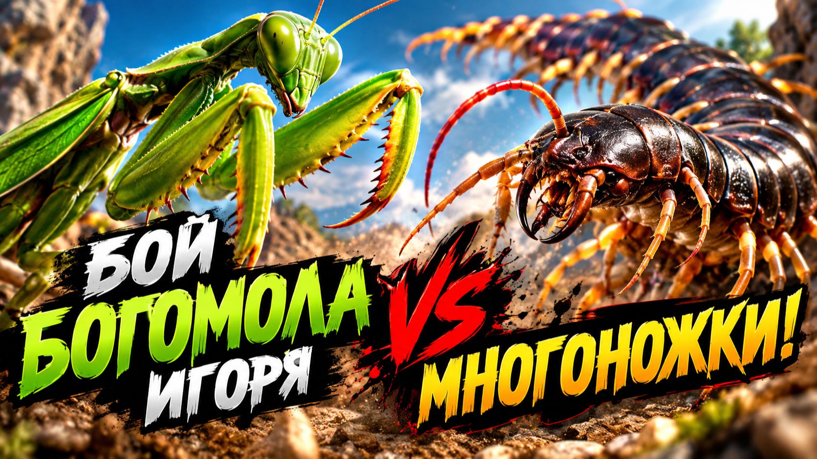 БОЙ БОГОМОЛА ИГОРЯ ПРОТИВ МНОГОНОЖКИ!