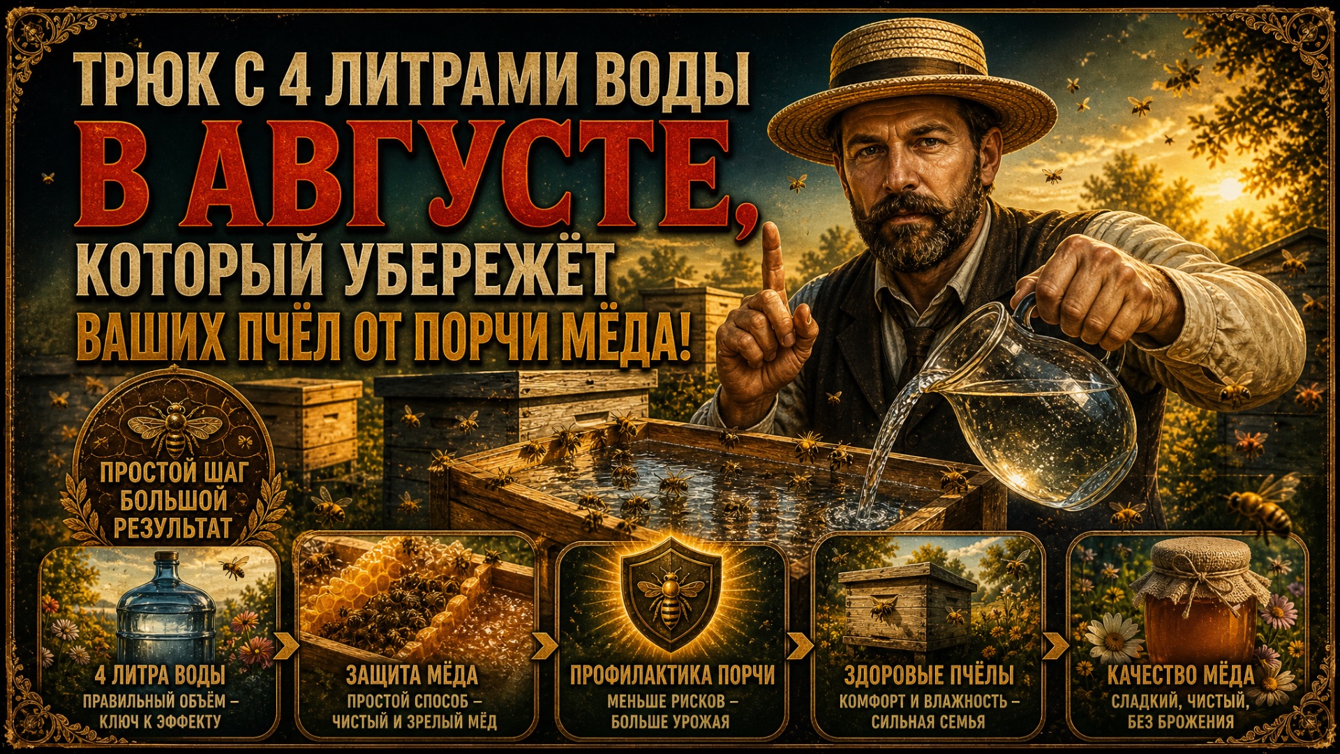 Хитрость с 4 литрами воды в августе, которая убережет ваших пчел от порчи медаТам