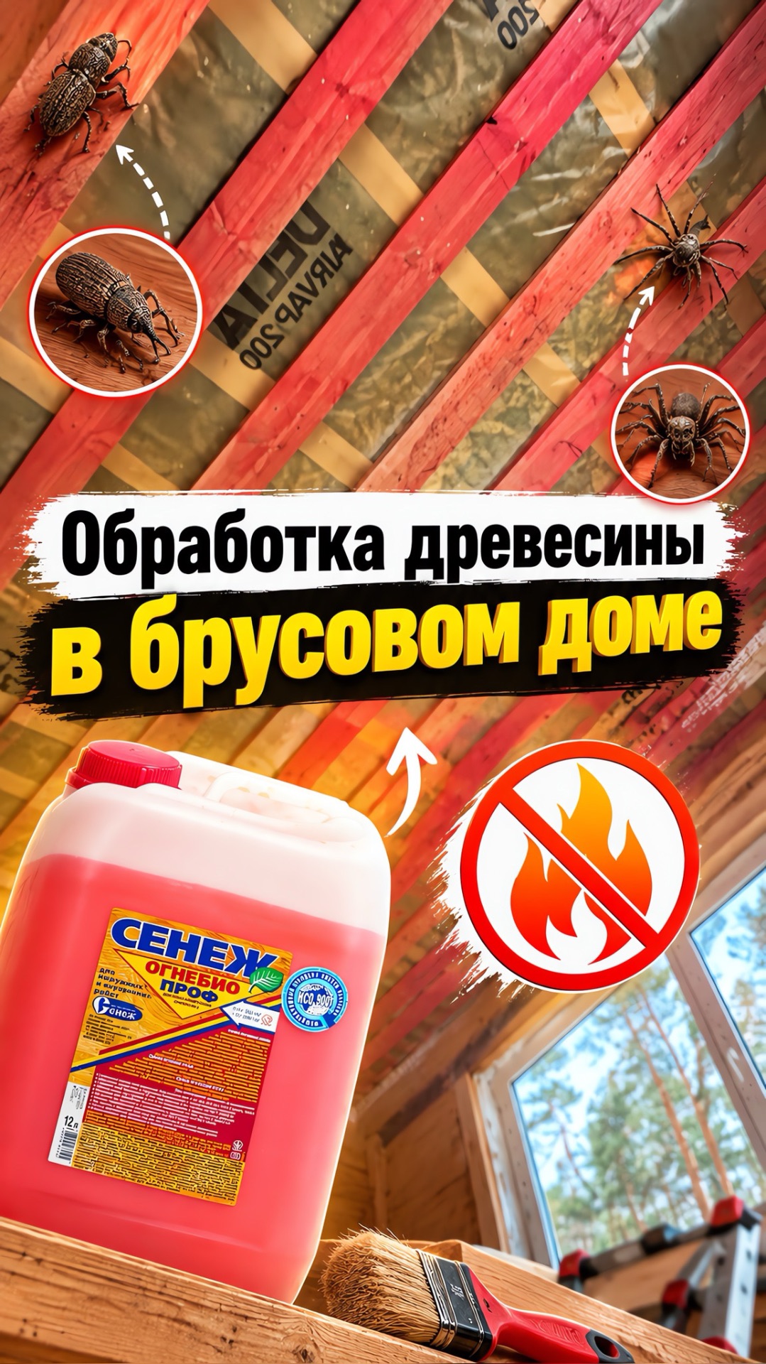 Обработка древесины в брусовом доме 👍