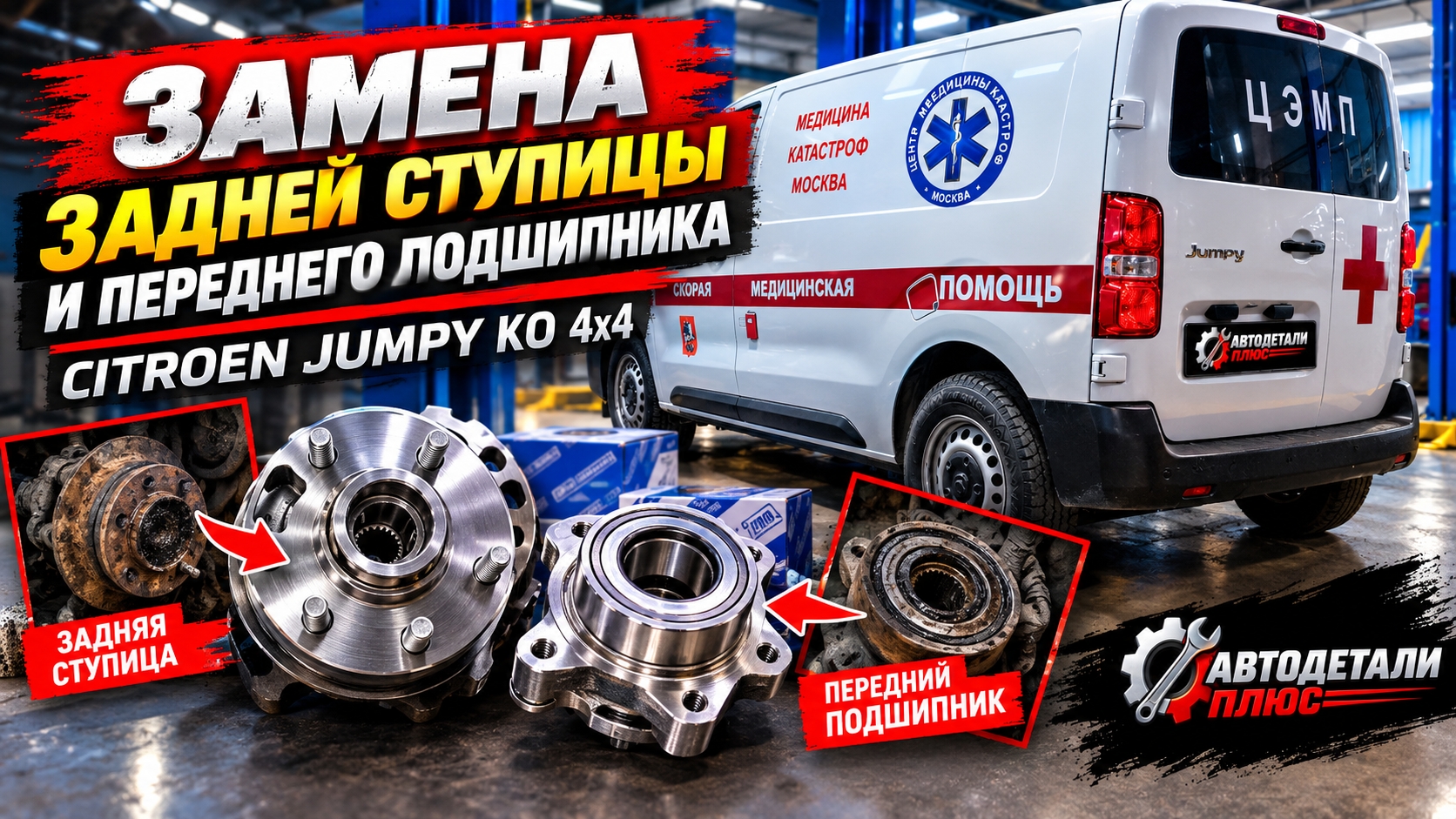 Замена задней ступицы и переднего подшипника на Citroën Jumpy K0 4x4. 🔧