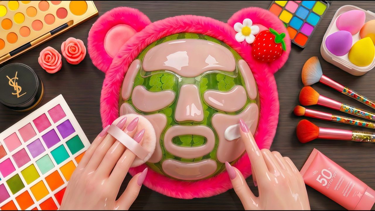АСМР Макияж💗 МАКИЯЖ ДЛЯ АРБУЗА💗 MakeUp из блесток и теней