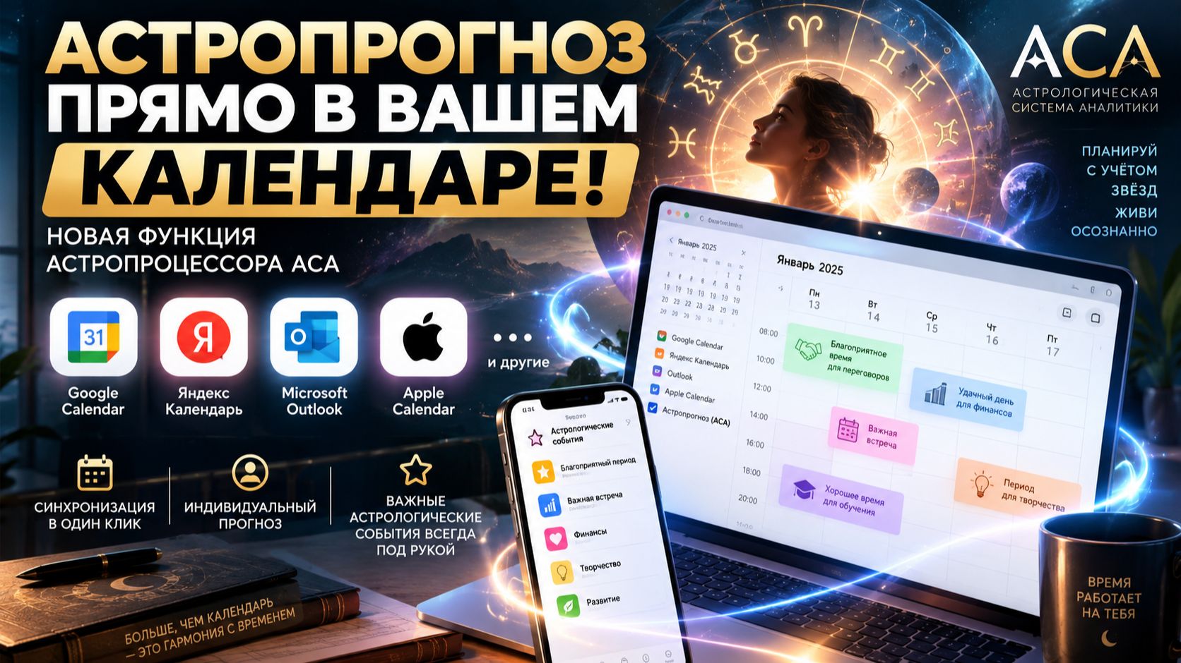 Астропрогноз прямо в вашем календаре! Новая функция астропроцессора АСА