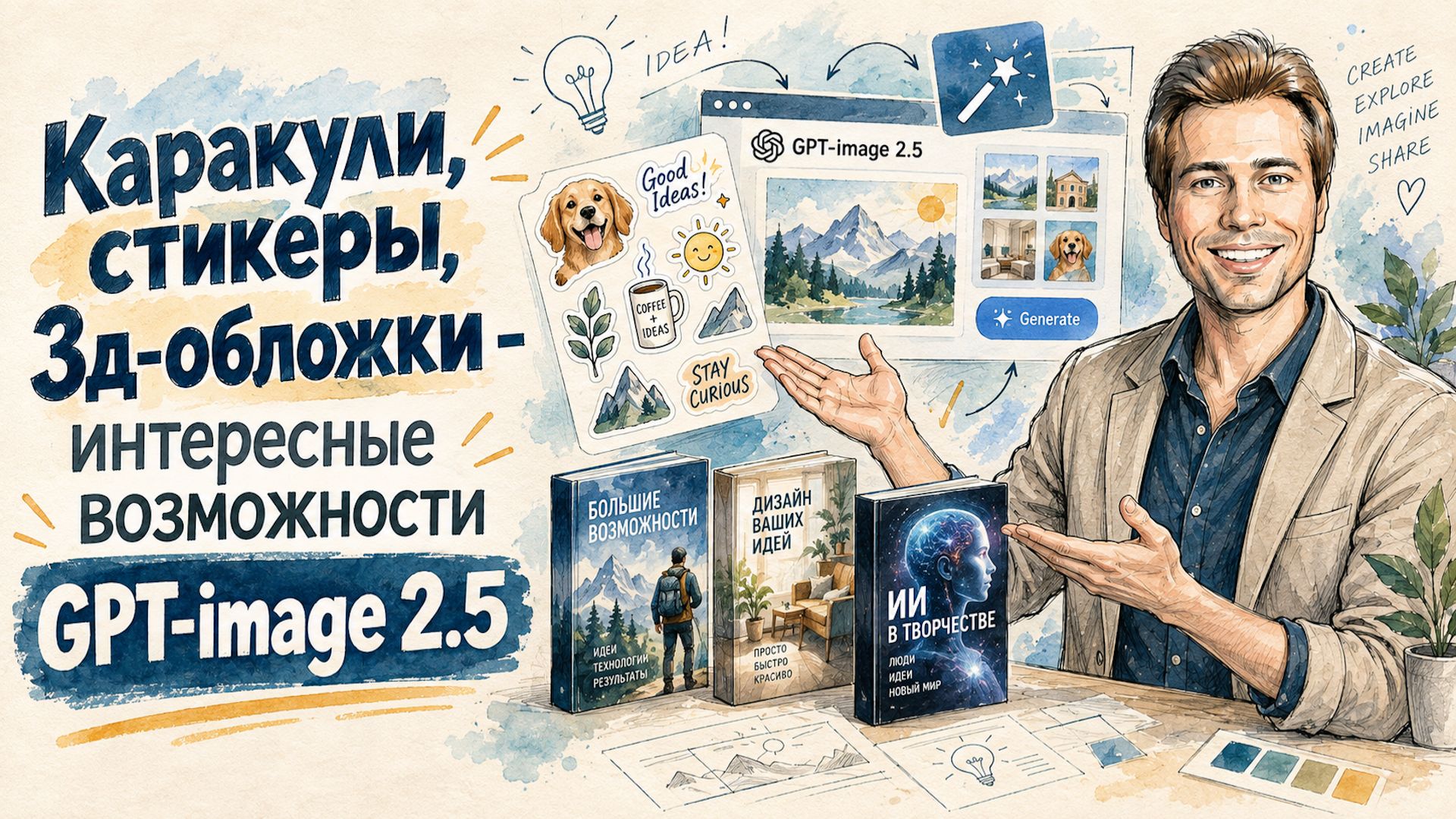 Стикеры, картинки из каракулей, 3d-обложки - интересные возможности GPT-image 2.5
