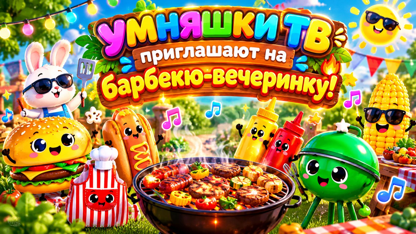 УМНЯШКИ ТВ приглашают на барбекю-вечеринку!  🐇🍖✨ Весёлые мелодии, яркие образы и танцы у гриля!