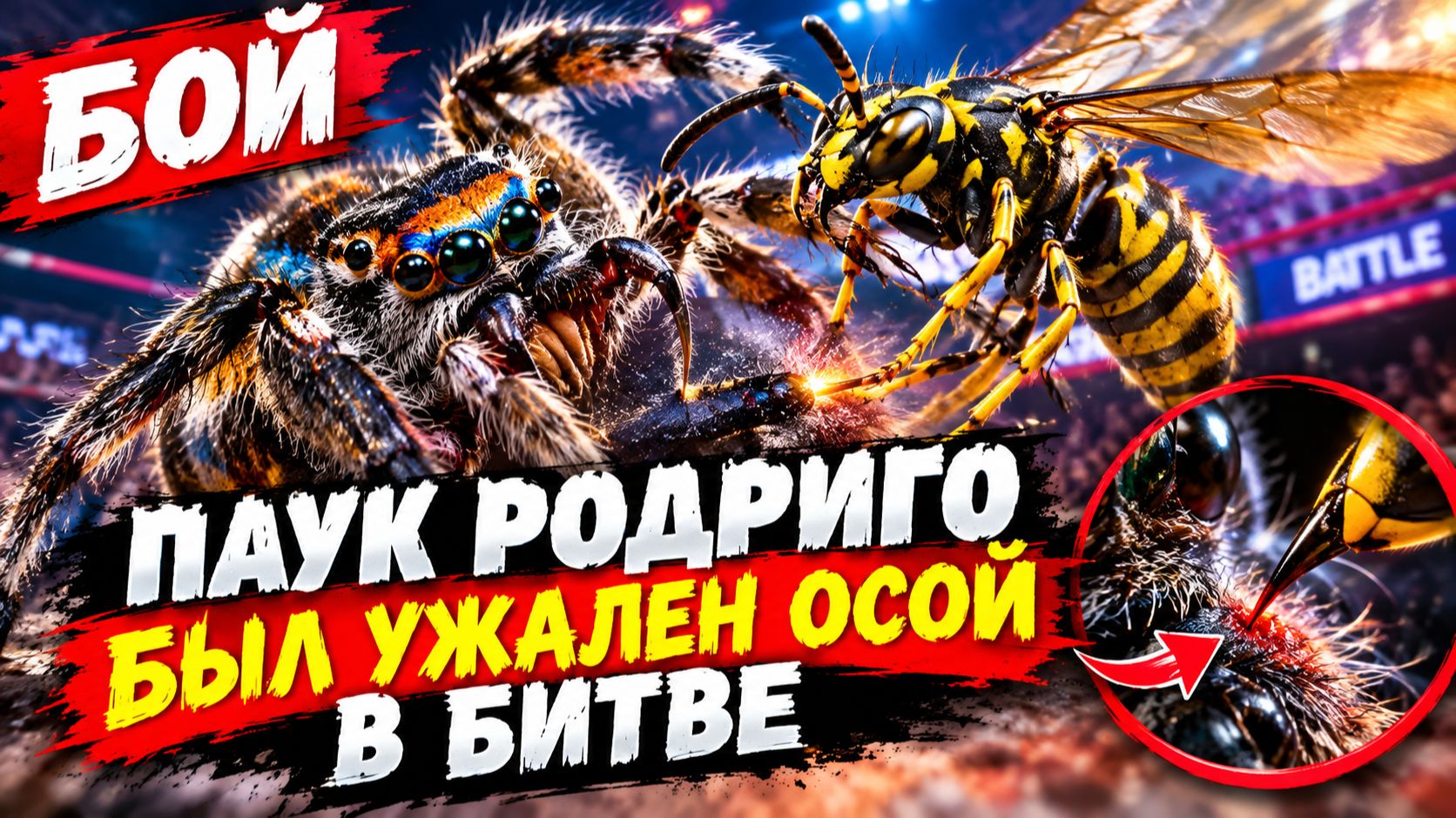 БОЙ|ПАУК РОДРИГО БЫЛ УЖАЛЕН ОСОЙ В БИТВЕ