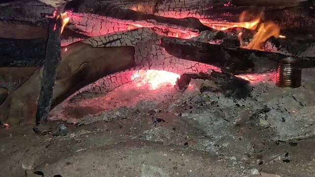 Готовим кофе у большого костра 🔥 на берегу Обского моря ночью. Волны 🌊, темнота и теплота костра