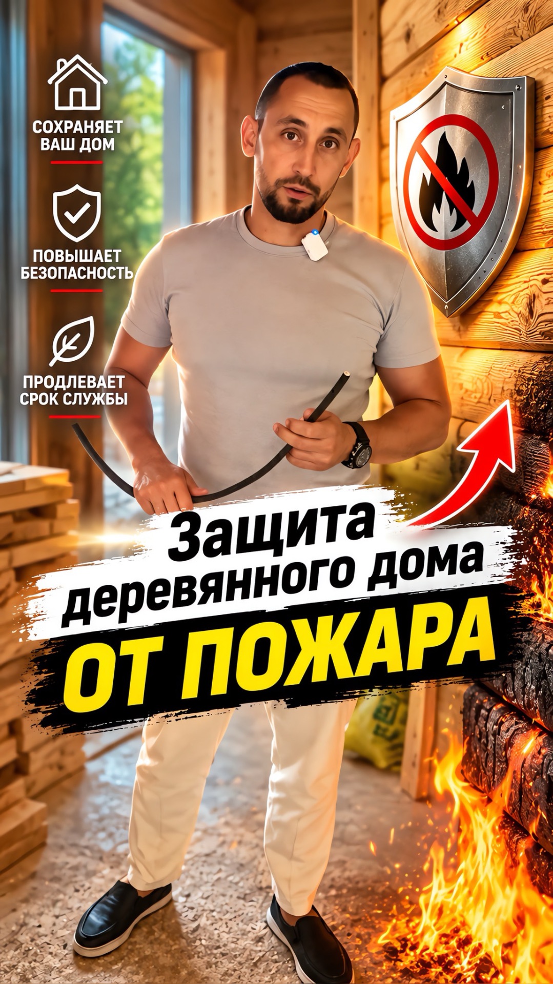Защита деревянного дома от пожара 🔥
