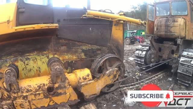 Бульдозер Т170 разрывает  трактор ТМ10 ГСТ ДСТ УРАЛ