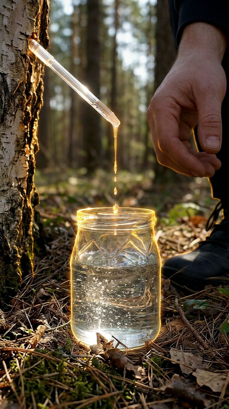 Добыл воду💧 в лесу с помощью ручки и ножа. Берёзовый сок
