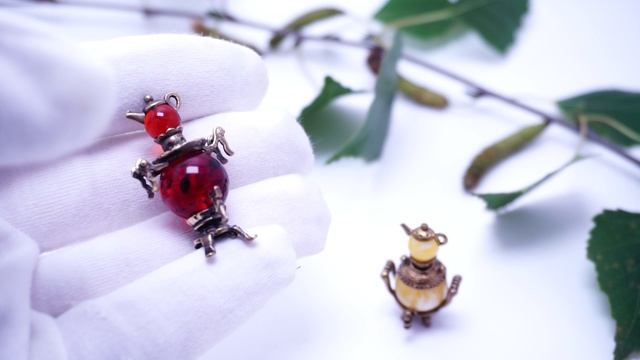 Фигурка Самовар с чайником (янтарь латунь) 4147 4146 сувениры статуэтки Хорошие Вещи