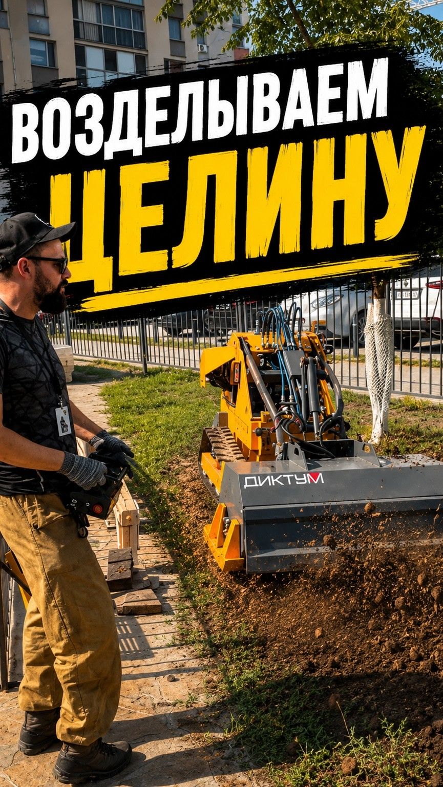 Как превратить целину в газон? С Диктум легко! Мини погрузчик на дистанционном управлении в деле!
