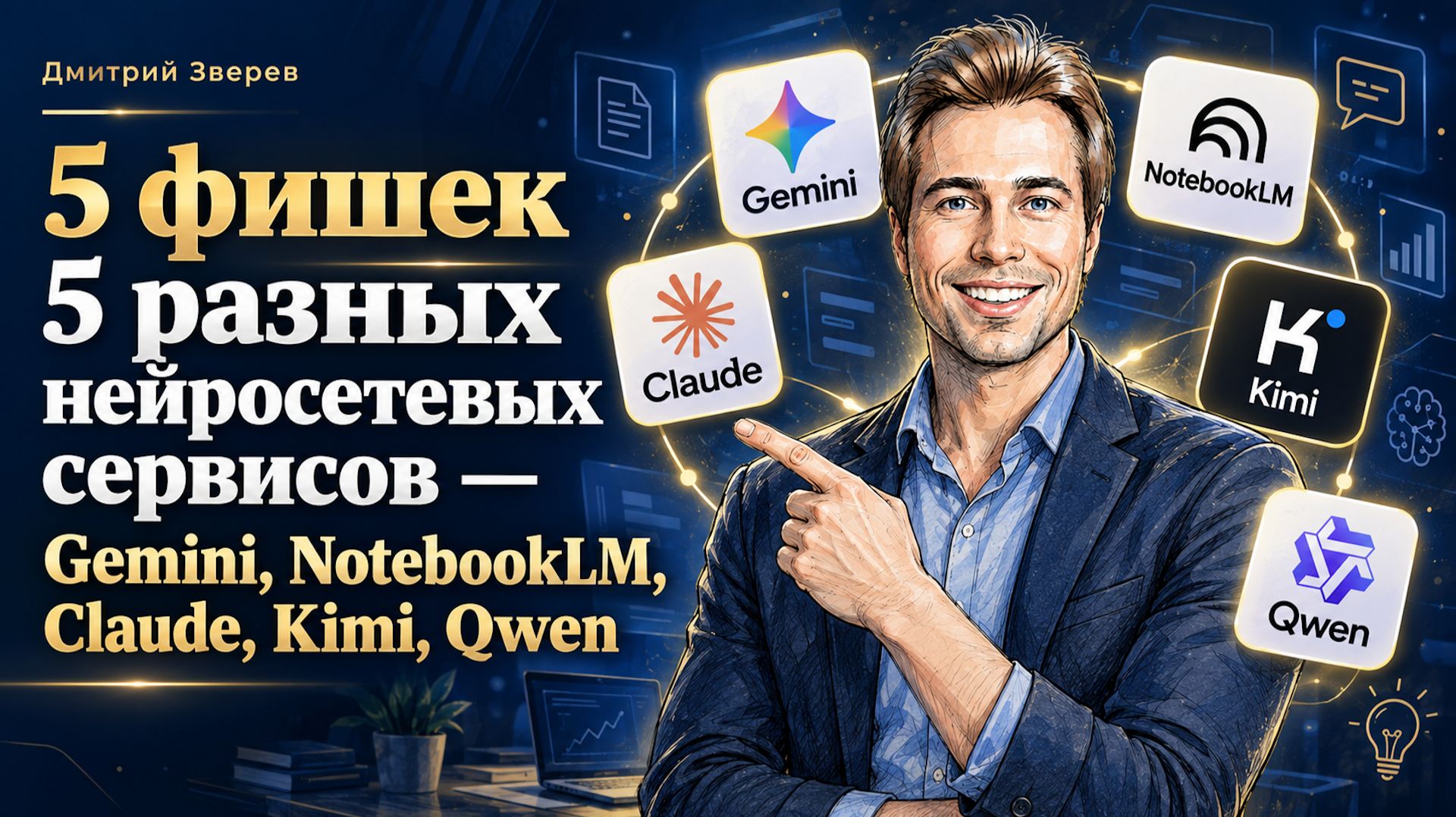 5 фишек 5 разных нейросетевых сервисов - Gemini, Notebook, Claide,Kimi, Qwen