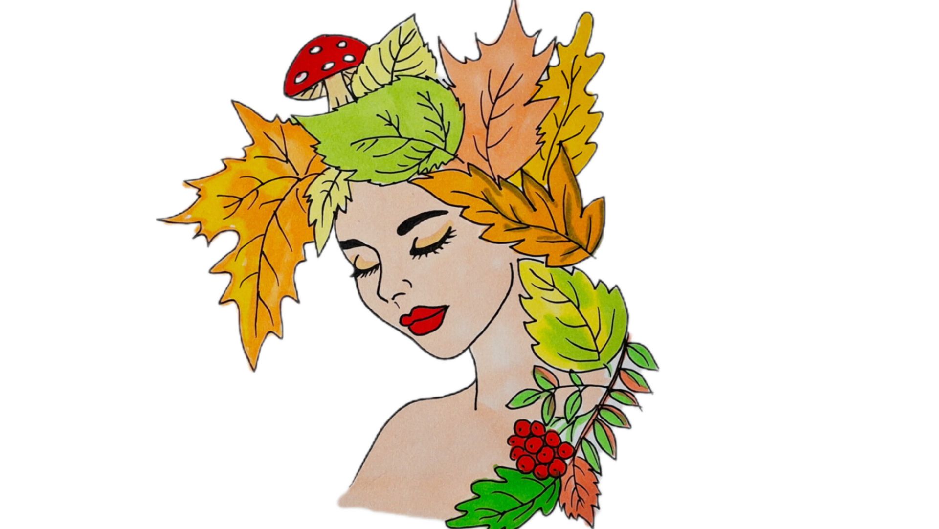 Как нарисовать ДЕВУШКУ ОСЕНЬ 🍁🍂 | Рисунок на тему Золотая Осень в школу