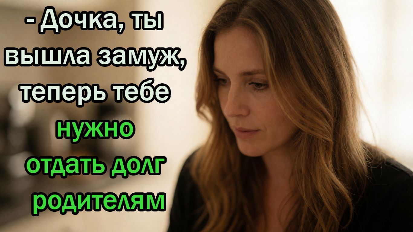 - Дочка, ты вышла замуж, теперь тебе нужно отдать долг родителям, тем более деньги у тебя есть