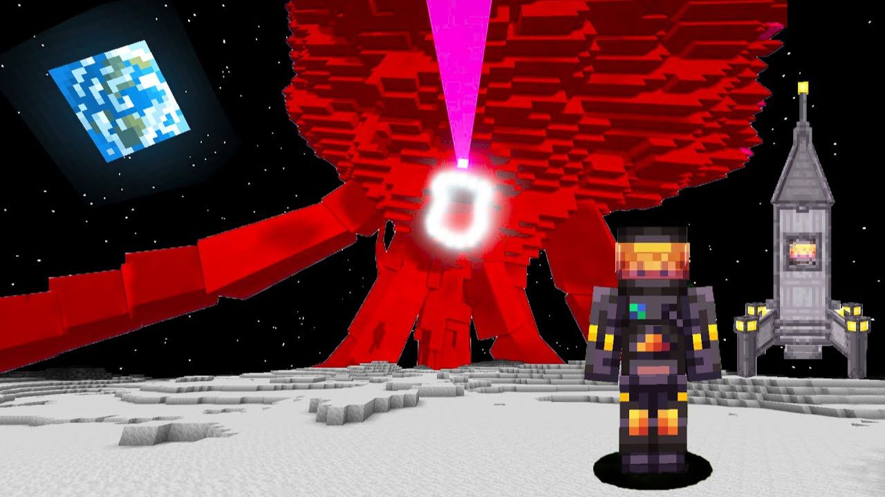 Выживание против Иссушающей бури на Луне в Minecraft
