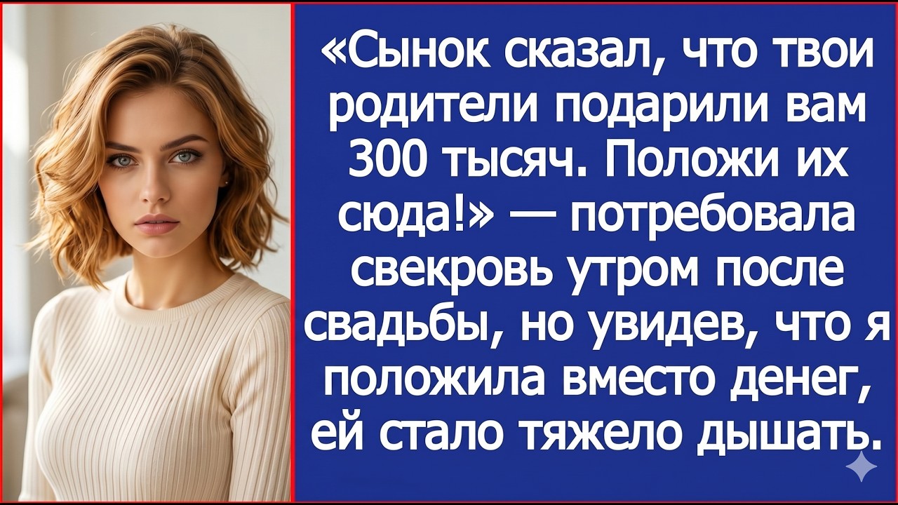 Положи сюда 300 тысяч!  свекровь потребовала деньги подаренные моими родителями